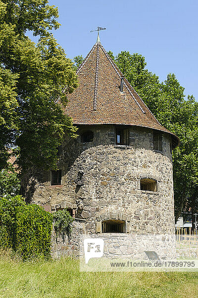 Germany  Baden-Wurttemberg  Bad Sackingen  Exterior of medieval Gallus Tower in summer