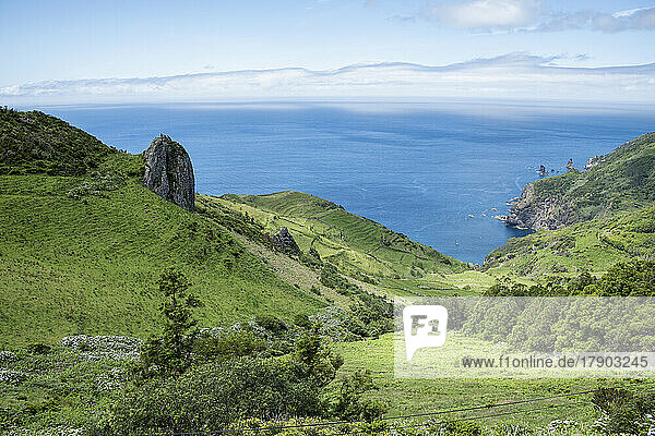 Portugal  Azoren  grüne Landschaft der Insel Flores