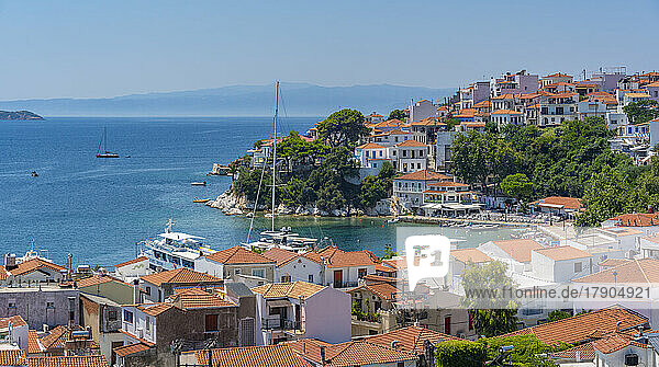 View of Skiathos Town from St. Nicholas Church  Skiathos Island  Sporades Islands  Greek Islands  Greece  Europe