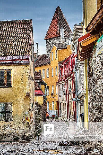 Tallinn Old Town street  Estonia. High Dynamic Range (HDR) image