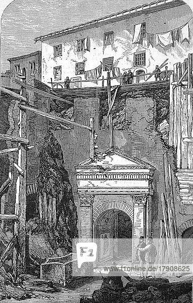 New Excavations in Rome  Discovery of the Post of the Guardians of the Seventh Cohort  1869  Italy  Historical  digitally restored reproduction of an original 19th century master  exact original date unknown  Europe