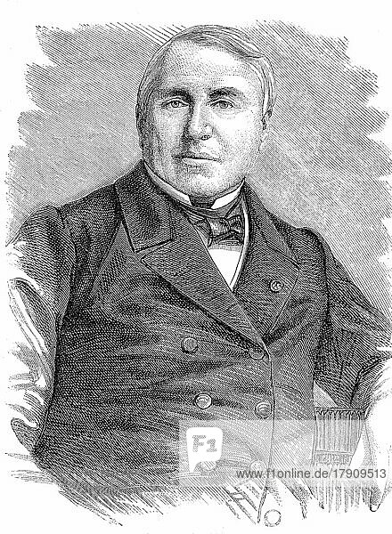 Auguste Nelaton (17. Juni 1807) (21. September 1873) war ein französischer Chirurg  Historisch  digital restaurierte Reproduktion einer Originalvorlage aus dem 19. Jahrhundert  genaues Originaldatum nicht bekannt
