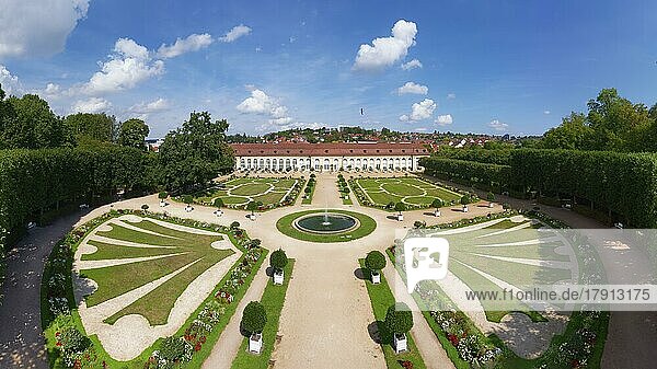 Luftaufnahme  Markgräflicher Hofgarten Ansbach mit Orangerie  erbaut 1726-1744  Barock  Park  Garten  Schlossgarten  Ansbach  Mittelfranken  Franken  Bayern  Deutschland  Europa