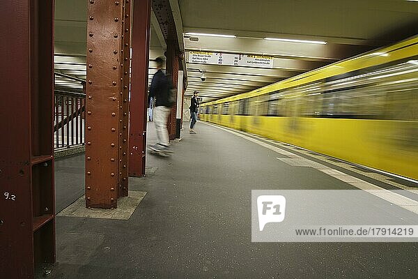 Germany  Berlin  17. 09. 2020  Alexanderplatz underground station  U2  to Pankow  skateboard rider  Europe