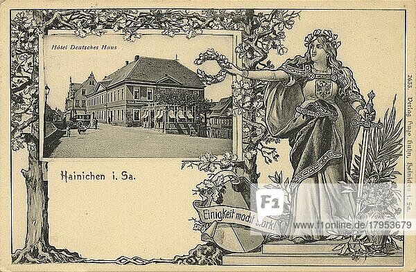 Hainichen in Sachsen  Hotel deutsches Haus  Deutschland  Ansicht um ca 1900-1910  digitale Reproduktion einer historischen Postkarte  Europa