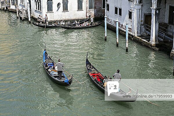 Touristen und Gondeln in Venedig  Venedig  Italien  Europa