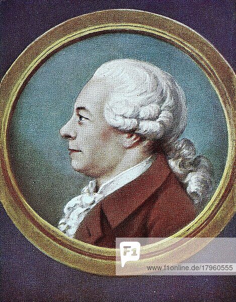 Friedrich Gottlieb Klopstock  2. Juli 1724  14. März 1803  war ein deutscher Dichter  Historisch  digitale Reproduktion einer Originalvorlage aus dem 19. Jahrhundert  Originaldatum nicht bekannt