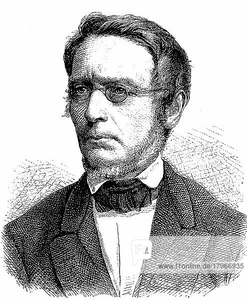 Johann Gustav Bernhard Droysen  6. Juli 1808  19. Juni 1884  war ein bedeutender deutscher Historiker und Geschichtstheoretiker  Historisch  digital restaurierte Reproduktion einer Originalvorlage aus dem 19. Jahrhundert
