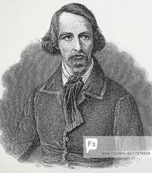 Emanuel von Geibel (17. Oktober 1815) (6. April 1884)  deutscher Dichter und Dramatiker  Historisch  digitale Reproduktion einer Originalvorlage aus dem 19. Jahrhundert