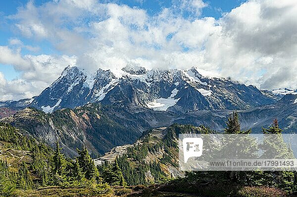 View from Table Mountain of Mt. Shuksan with snow and glacier  Mt. Baker-Snoqualmie National Forest  Washington  USA  North America