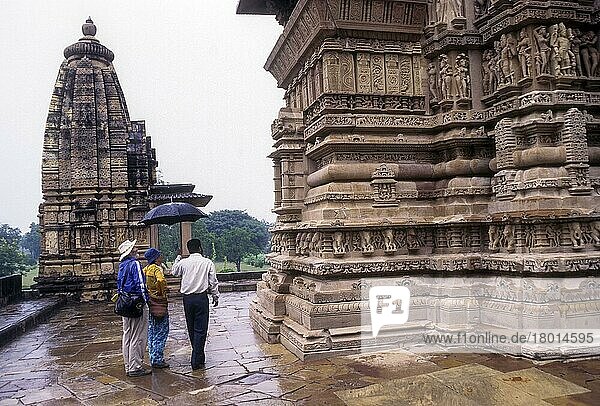 Lakshmana temple of the western group of temples in the Khajuraho complex  Madhya Pradesh  India. UNESCO World Heritage Site  10th Century