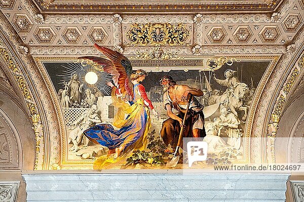 Deckengemälde mit Engel und Bauer  Europa/  Vatikanische Museen  Vatikanstadt  Vatikan  Rom  Latium  Italien  Europa
