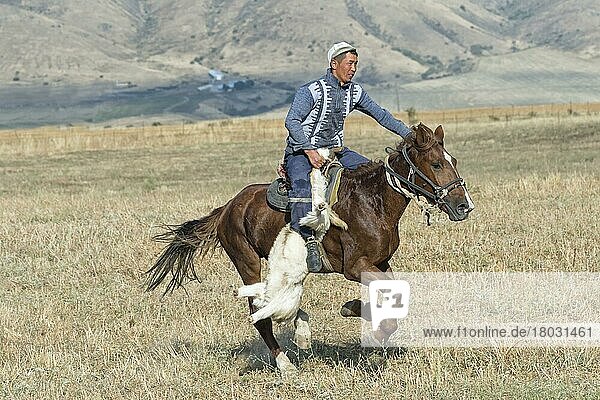 Traditioneller Kokpar oder Buzkashi in den Außenbezirken des Gabagly-Nationalparks  Shymkent  Südregion  Kasachstan  Zentralasien  Nur für redaktionellen Gebrauch  Asien