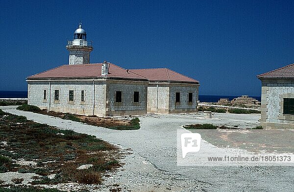 Lighthouse  Punta Nati  Menorca  Balearic Islands  Spain  Leuchtturm  Balearen  Spanien  Europa  Querformat  horizontal  Europa