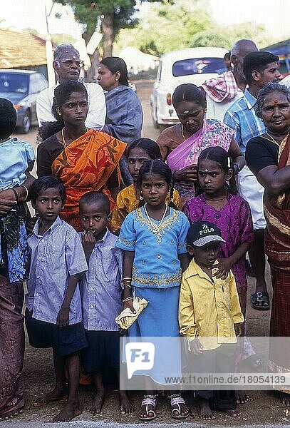 Spectators  Chariot festival at Pillaiyarpatti  Tamil Nadu  India  Asia