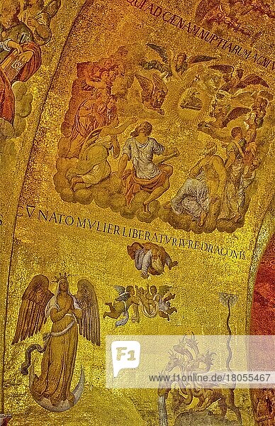 Kuppel-Mosaike  Markusplatz mit Markus-Dom  Basilica di San Marco  venezianisch-byzantinisches Erscheinungsbild  Piazza San Marco  Venedig  Lagunenstadt  Venetien  Italien  Venedig  Venetien  Italien  Europa