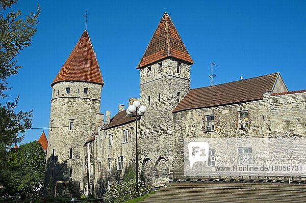 Stadtmauer  Altstadt  Tallinn  Estland  Baltikum  Europa  Park der Türme  Tornide Väljak  Europa
