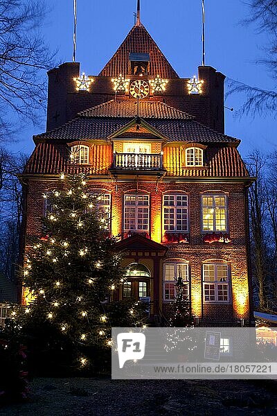 Schloss Ritzebüttel an Weihnachten Cuxhaven  Weihnachtsbaum  Niedersachsen  Deutschland  Europa