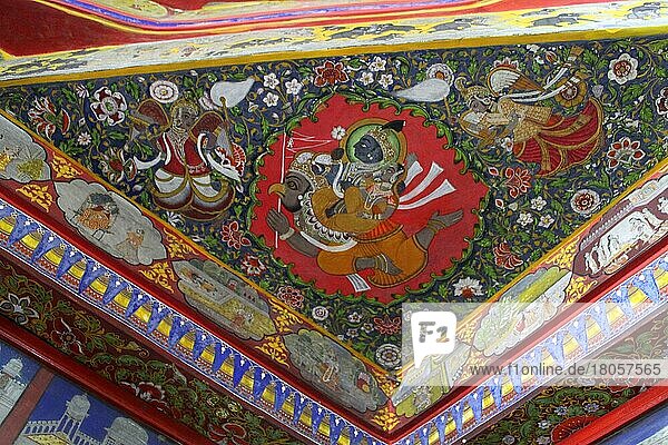 Deckengemälde  Stadtpalast  Udaipur  Rajasthan  Deckenfresko  Indien  Asien