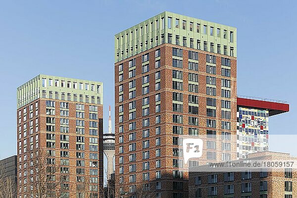 Wohntürme Win Win  Wohnanlage mit Luxus-Apartments  Medienhafen Düsseldorf  Nordrhein-Westfalen  Deutschland  Europa