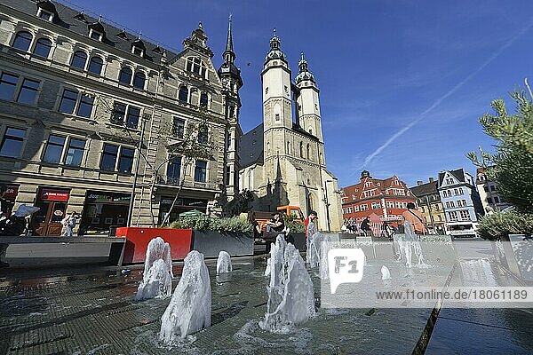 Fountain  St. Mary's Market Church  Market Square  Halle an der Saale  Saxony-Anhalt  Germany  Europe