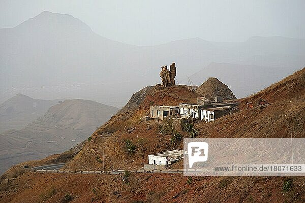 Small settlement in mountains  between Tarrafal and Praia  Santiago Island  Republic of Cape Verde