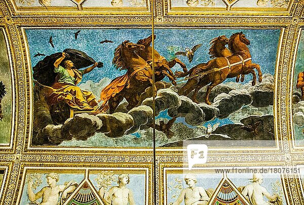 Mit Fresken geschmückter Spiegelsaal  Galerie der Spiegel  1618  Palazzo Duccale  königlicher Palast  Kastell San Giorgio  Mantua  Lombardei  Italien  Mantua  Lombbardei  Italien  Europa