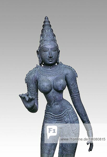 Freisteller  Bronzestatue von Parvathi in der Nayak Darbar Halle  Kunstgalerie in Thanjavur  Tanjore  Tamil Nadu  Indien  Asien