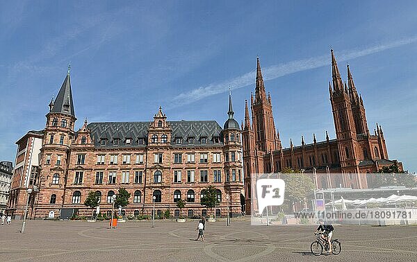 Old Town Hall  Market Church  Market Square  Wiesbaden  Hesse  Germany  Europe