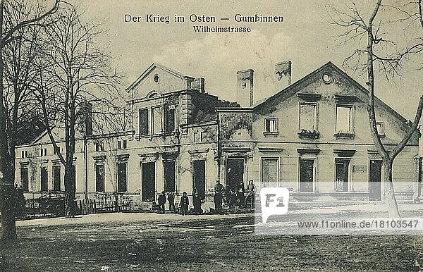 Der Krieg im Osten  Gumbinnen  die Wilhelmstraße  Gussew  Russland  Deutschland  Ansicht um ca 1900-1910  digitale Reproduktion einer historischen Postkarte  Europa