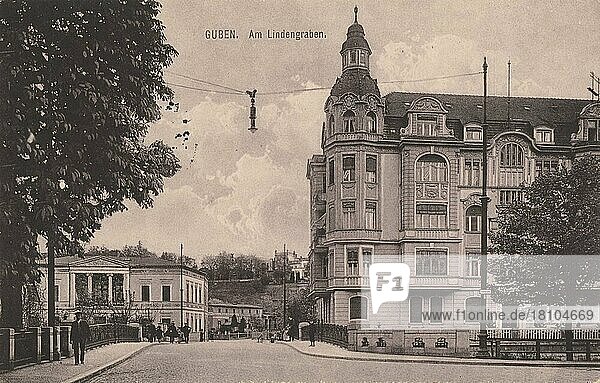 Guben  am Lindengraben  Niederlausitz  Brandenburg  Deutschland  Ansicht um ca 1900-1910  digitale Reproduktion einer historischen Postkarte  Europa