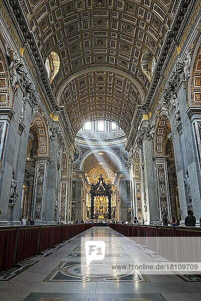 VATICAN  AUGUST 19: Interior of St Peter's Basilica on August 19  2012 in Rome  Italy. St Peter's Basilica was until recently considered the largest Christian church in the world