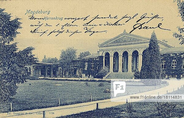 Herrenkrug in Magdeburg  Sachsen-Anhalt  Deutschland  Ansicht um ca 1910  digitale Reproduktion einer historischen Postkarte  aus der damaligen Zeit  genaues Datum unbekannt  Europa