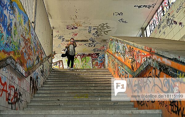 Graffiti  Stairs  Joachim Tiburtius Bridge  Steglitz  Berlin  Germany  Europe