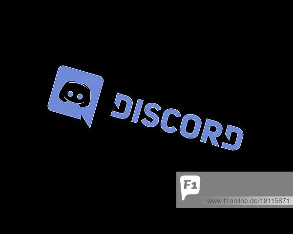 Discord software  gedrehtes Logo  Schwarzer Hintergrund B