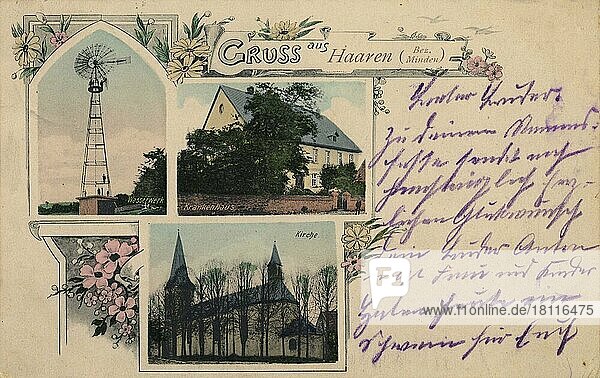 Haaren im Bezirk Minden  Deutschland  Nordrhein-Westfalen  Ansicht um ca 1900-1910  digitale Reproduktion einer historischen Postkarte  Europa