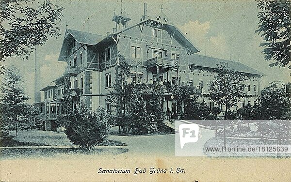 Sanatorium Bad Grüna in Sachsen  Deutschland  Ansicht um ca 1900-1910  digitale Reproduktion einer historischen Postkarte  public domain  aus der damaligen Zeit  genaues Datum unbekannt  Europa