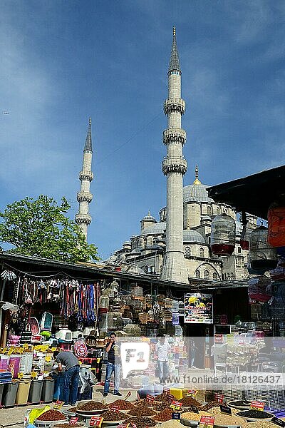 Market Stands at the Grand Bazaar  Great  New Mosque  Istanbul  Turkey  Asia