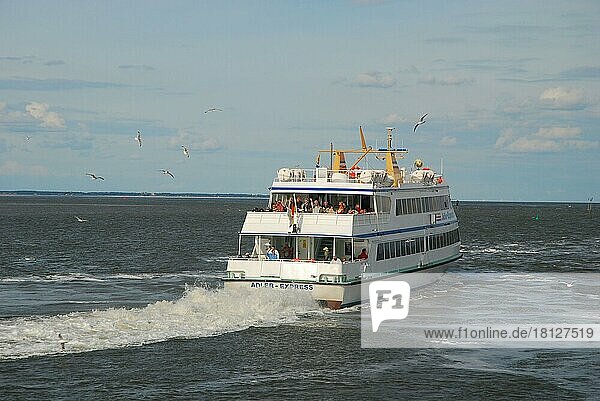 Excursion boat on the North Sea  North Friesland  Schleswig-Holstein  Germany  Europe