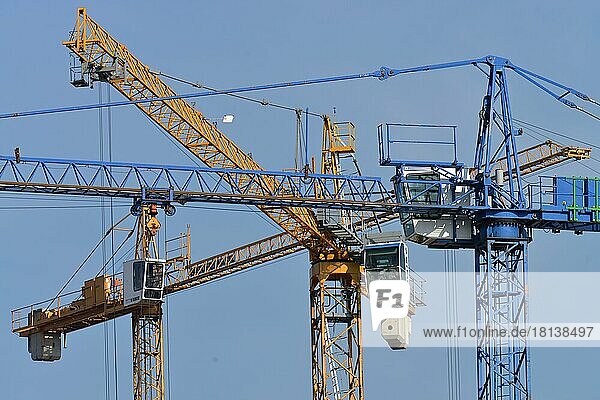 Construction cranes  Am Lokdepot  Kreuzberg  Berlin  Germany  Europe