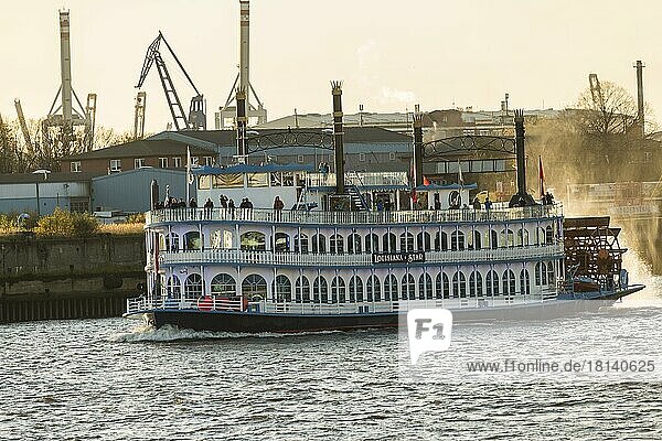 Paddle steamer Lousiana European Starling  harbour cruise  Hamburg  city state Hamburg  Germany  Europe