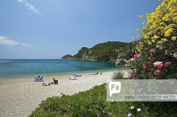 Strand von Liapades  Bucht von Paleokastritsa  Korfu  Ionische Inseln  Griechenland  Europa