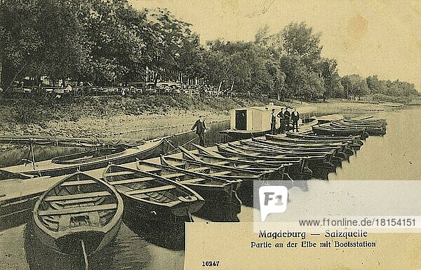 Salzkapelle an der Elbe  Magdeburg  Sachsen-Anhalt  Deutschland  Ansicht um ca 1910  digitale Reproduktion einer historischen Postkarte  aus der damaligen Zeit  genaues Datum unbekannt  Europa