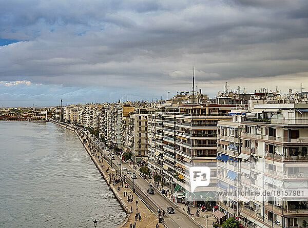 Uferpromenade  Blick von oben  Thessaloniki  Zentralmazedonien  Griechenland  Europa
