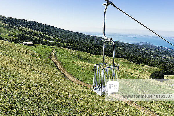 Ski lift hanging from cable at Monte Baldo