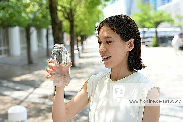 Japanese woman drinking water