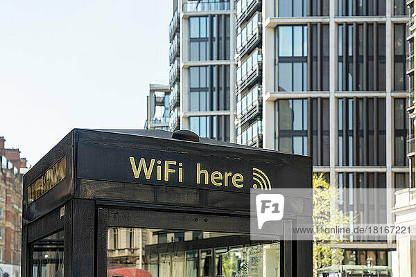 UK  England  London  Modern phone booth with free Wi-Fi