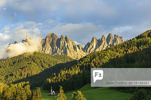 Scenic view of mountains under cloudy sky  Dolomites  Italy