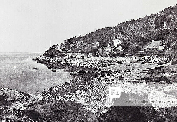 Torquay  Devon  England. The beach at Babbicombe  seen here in the 19th century. From Around The Coast  An Album of Pictures from Photographs of the Chief Seaside Places of Interest in Great Britain and Ireland published London  1895  by George Newnes Limited.