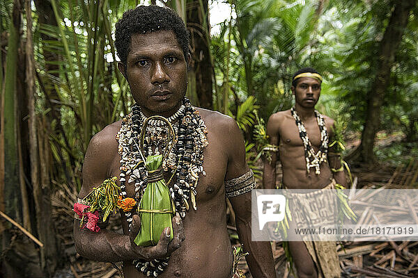 Men of the Kafure tribe in the McClaren Harbor area of Papua New Guinea; McClaren Harbor  Karafe District  Papua New Guinea